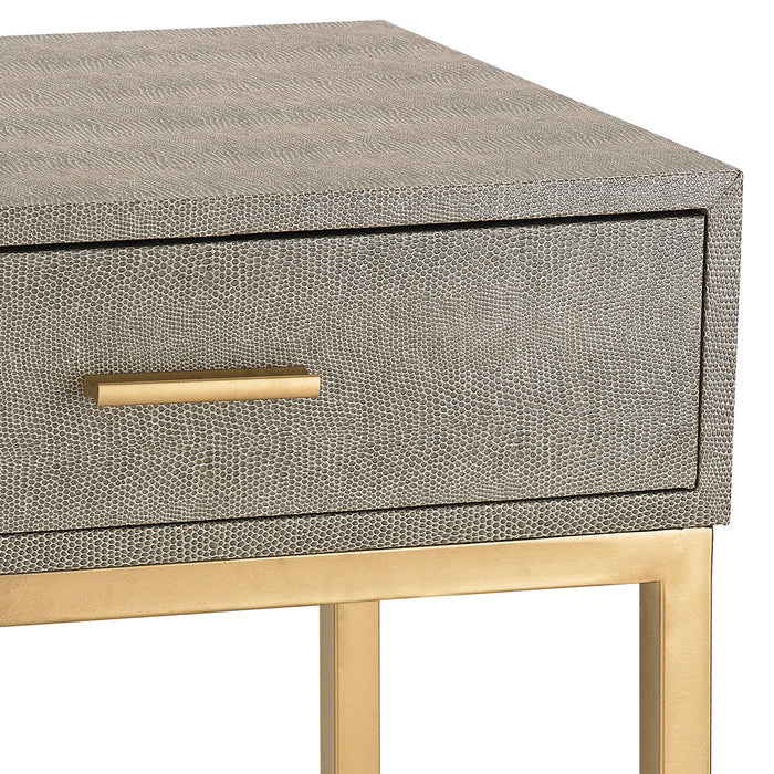 Side Table from the Accent Table collection in Gold, Grey Faux Shagreen, Grey Faux Shagreen finish