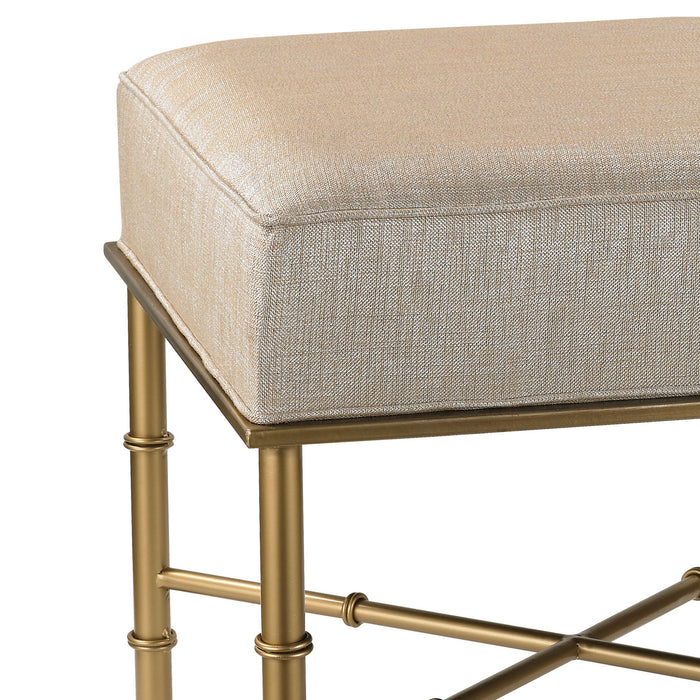 Bench from the Gold Cane collection in Gold, Metallic Cream, Metallic Cream finish