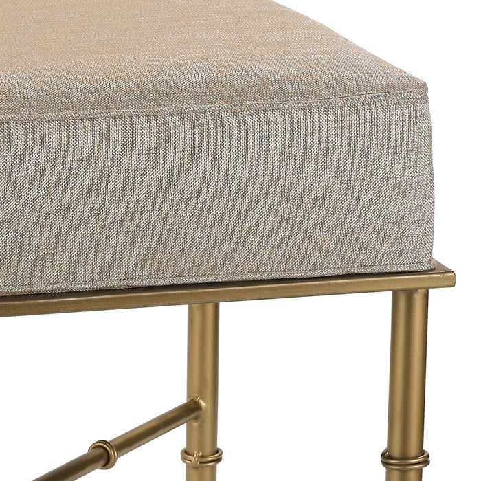 Bench from the Gold Cane collection in Gold, Metallic Cream, Metallic Cream finish