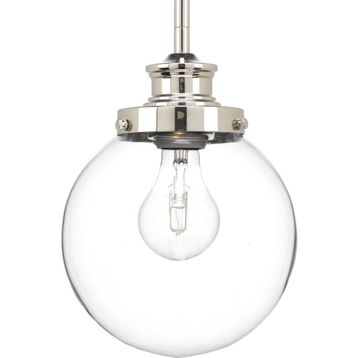 One Light Pendant from the Penn collection in Polished Nickel finish