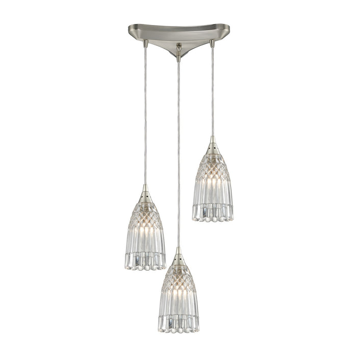 ELK Home - 10458/3 - Three Light Pendant - Kersey - Satin Nickel