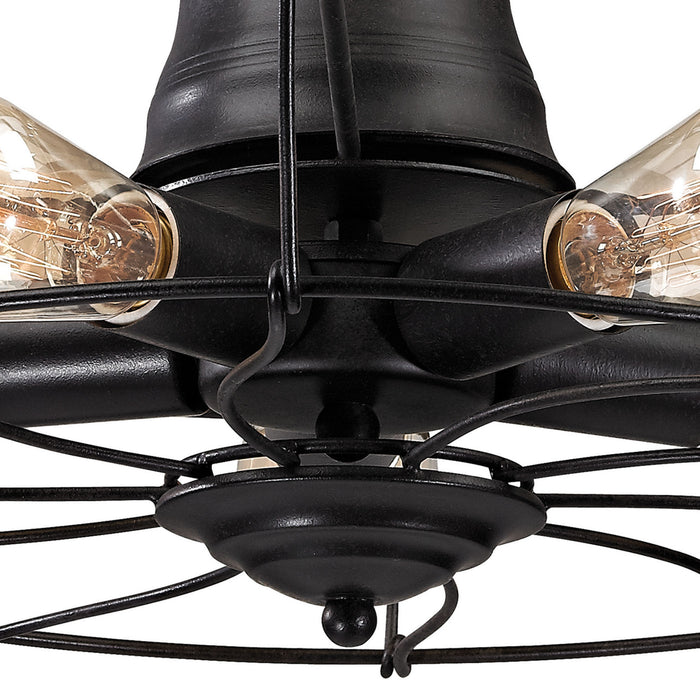 Five Light Semi Flush Mount from the Glendora collection in Wrought Iron Black finish