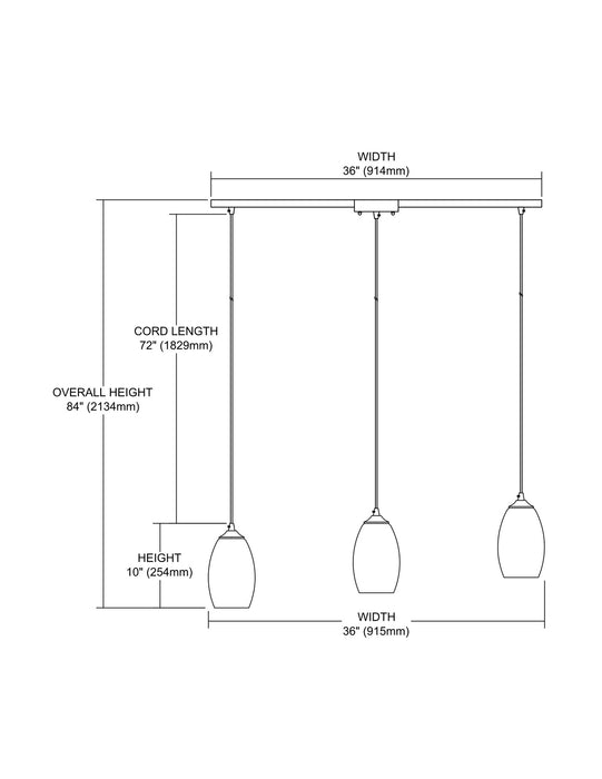 Three Light Pendant from the Tidewaters collection in Satin Nickel finish