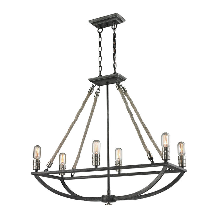 ELK Home - 63055-6 - Six Light Chandelier - Natural Rope - Polished Nickel