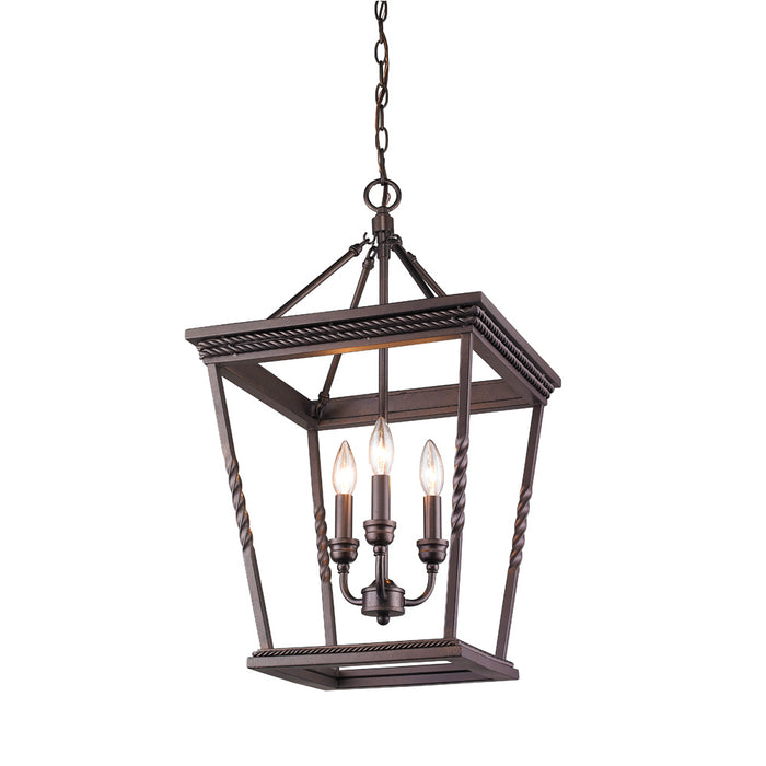 Three Light Pendant from the Davenport collection in Etruscan Bronze finish