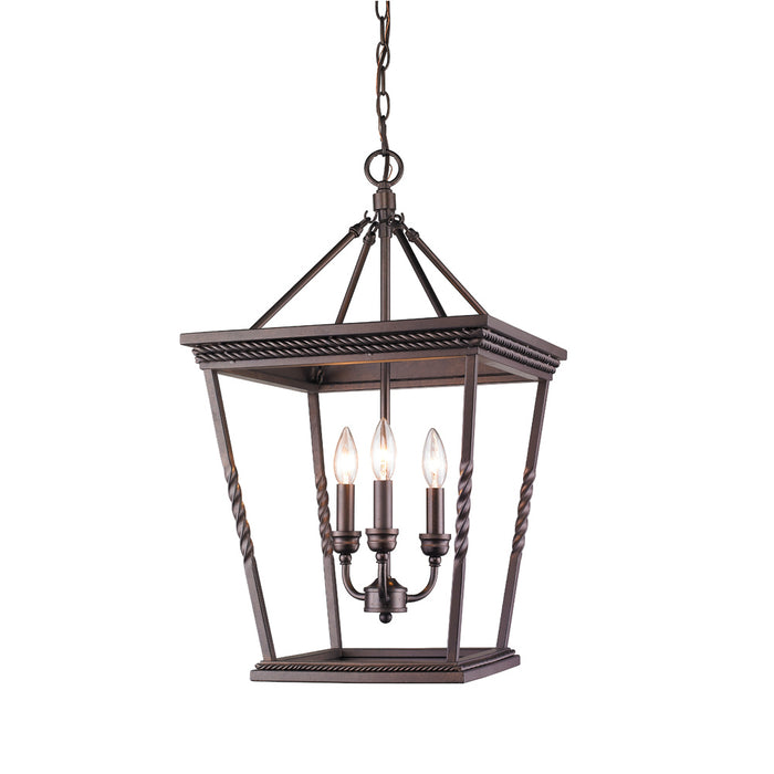 Three Light Pendant from the Davenport collection in Etruscan Bronze finish