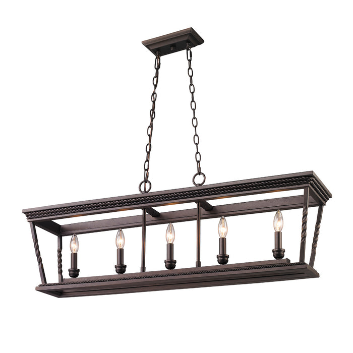 Five Light Linear Pendant from the Davenport collection in Etruscan Bronze finish