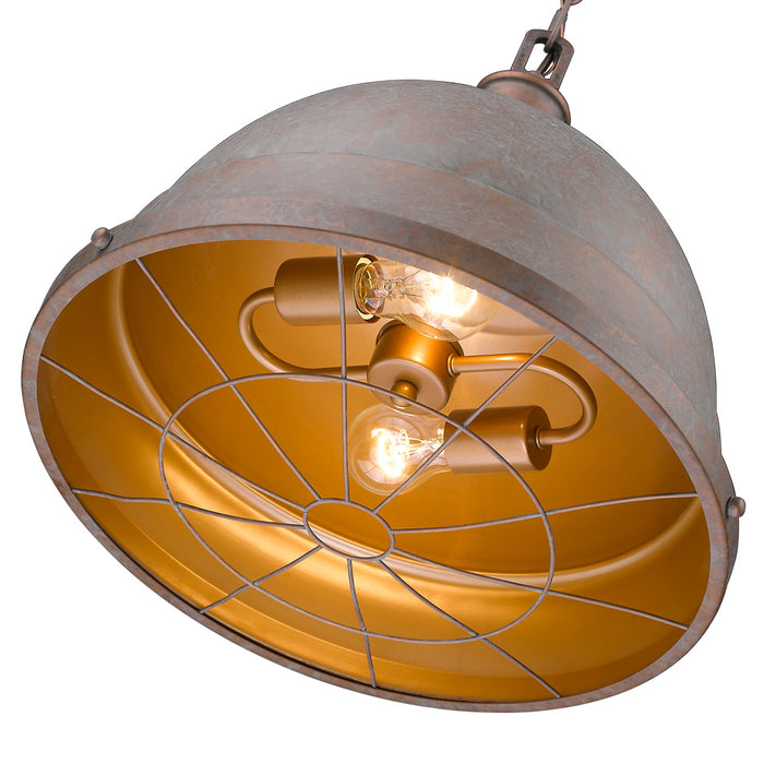 Two Light Pendant from the Bartlett collection in Copper Patina finish