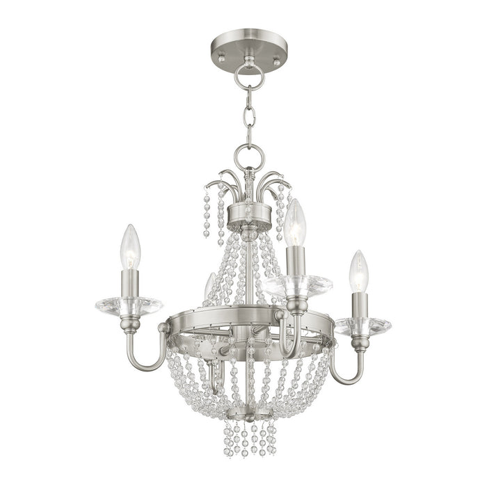 Four Light Mini Chandelier/Ceiling Mount from the Valentina collection in Brushed Nickel finish