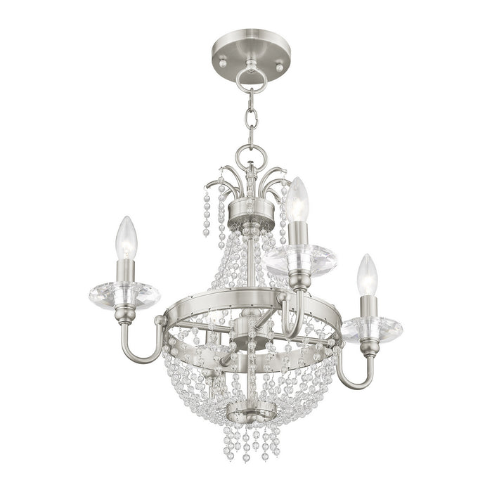 Four Light Mini Chandelier/Ceiling Mount from the Valentina collection in Brushed Nickel finish