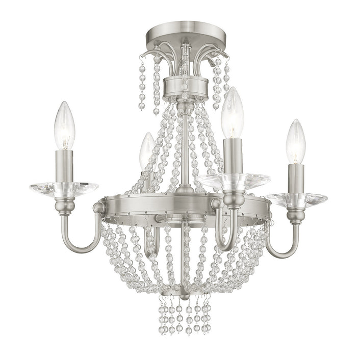 Four Light Mini Chandelier/Ceiling Mount from the Valentina collection in Brushed Nickel finish