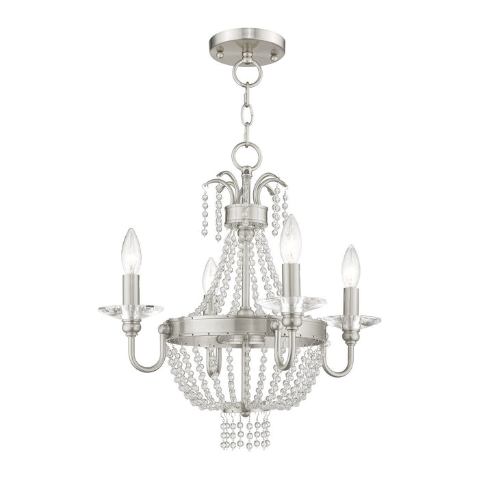 Livex Lighting - 51844-91 - Four Light Mini Chandelier/Ceiling Mount - Valentina - Brushed Nickel