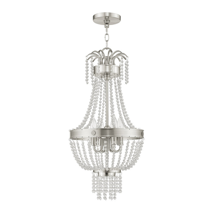 Four Light Pendant from the Valentina collection in Brushed Nickel finish