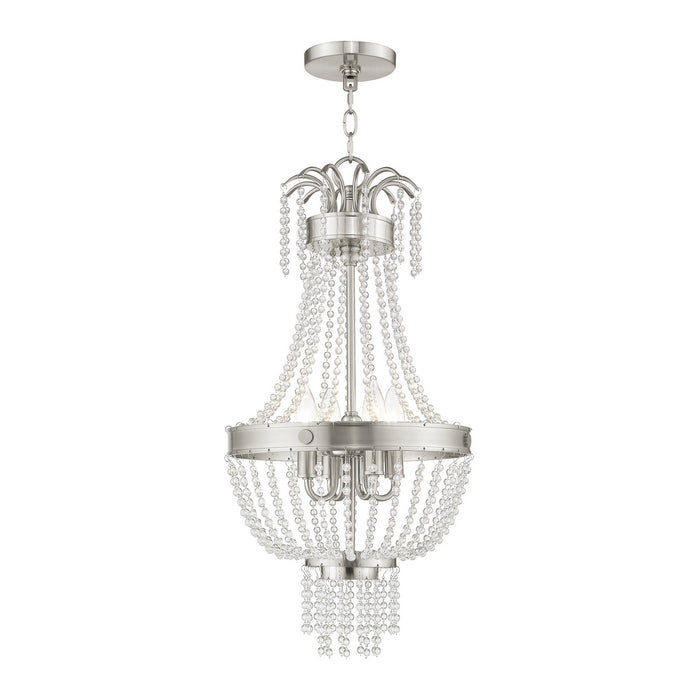 Livex Lighting - 51854-91 - Four Light Pendant - Valentina - Brushed Nickel