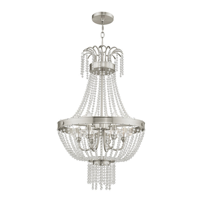 Six Light Pendant from the Valentina collection in Brushed Nickel finish