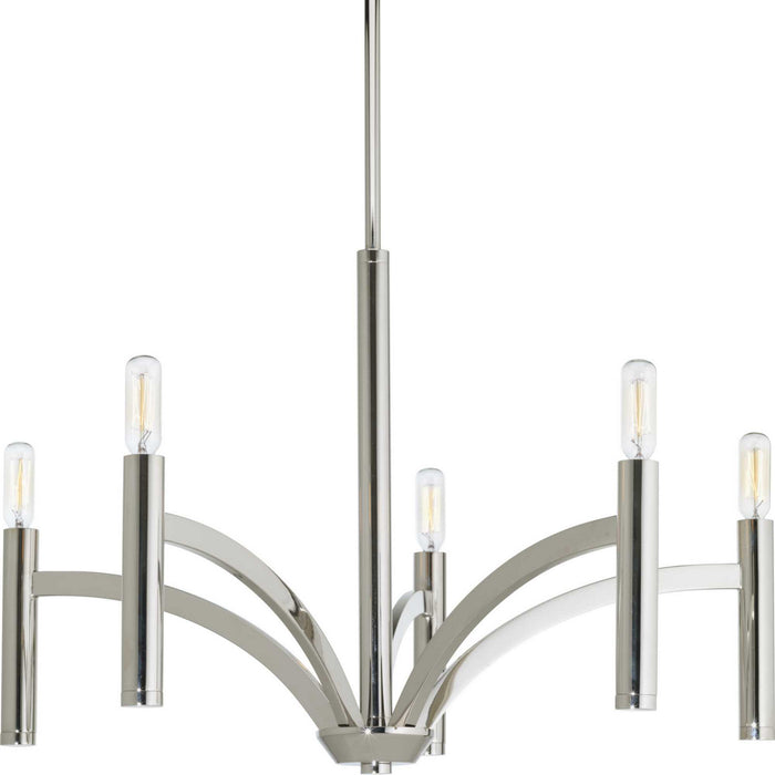 Progress Lighting - P4718-104 - Five Light Chandelier - Draper - Polished Nickel