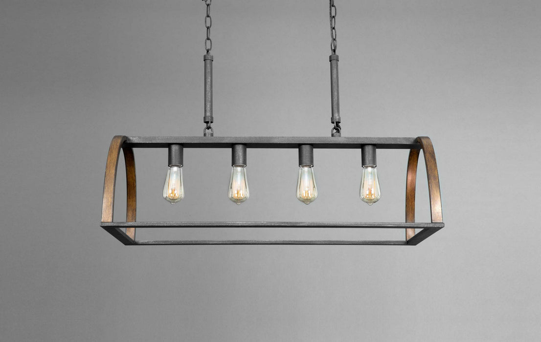 Four Light Island Pendant from the Trestle collection in Gilded Iron finish