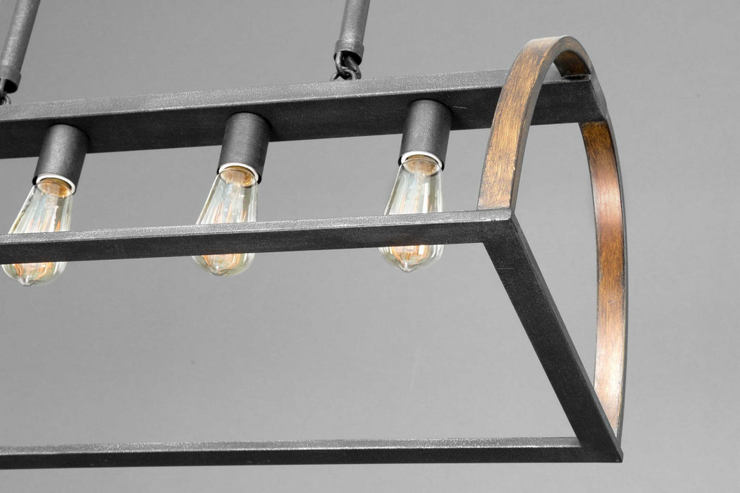 Four Light Island Pendant from the Trestle collection in Gilded Iron finish