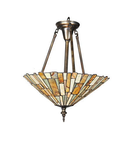 Meyda Tiffany - 99681 - Three Light Semi-Flushmount - Delta - Antique Brass