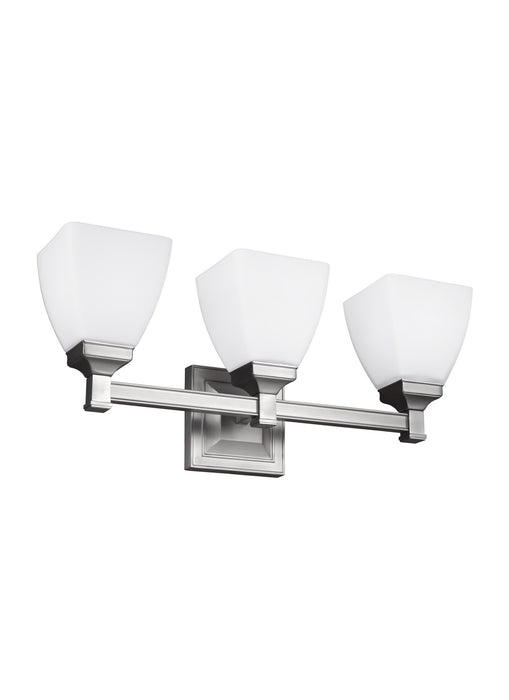 Three Light Vanity from the Putnam collection in Satin Nickel finish