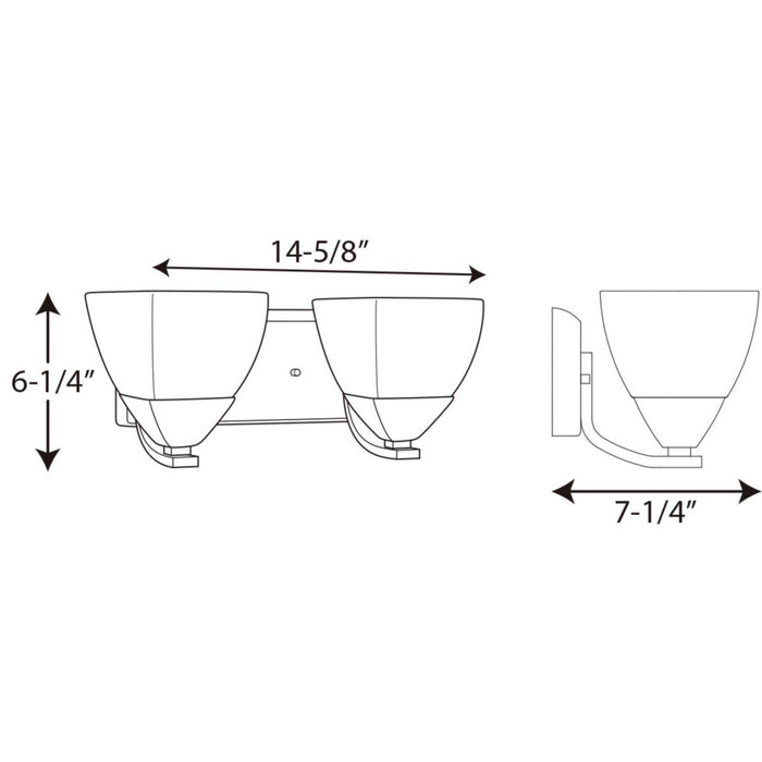 Two Light Bath from the Appeal collection in Brushed Nickel finish