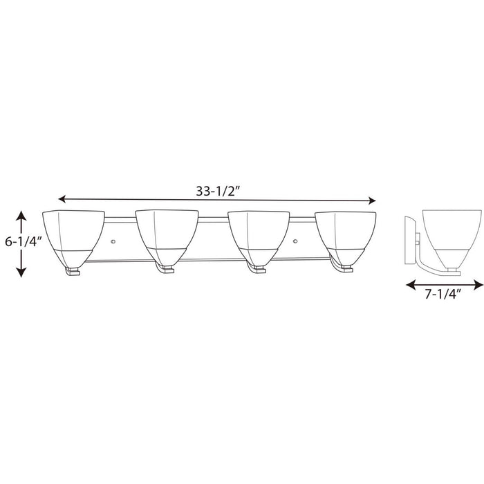 Four Light Bath from the Appeal collection in Polished Chrome finish