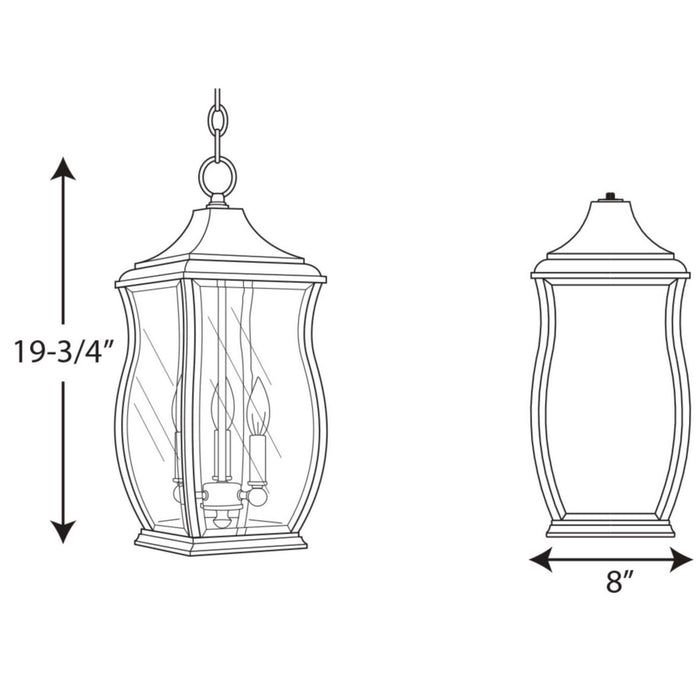 Three Light Hanging Lantern from the Township collection in Oil Rubbed Bronze finish