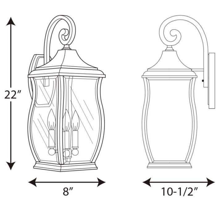 Three Light Large Wall Lantern from the Township collection in Oil Rubbed Bronze finish