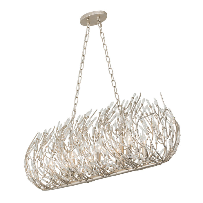 Eight Light Linear Pendant from the Bask collection in Gold Dust finish