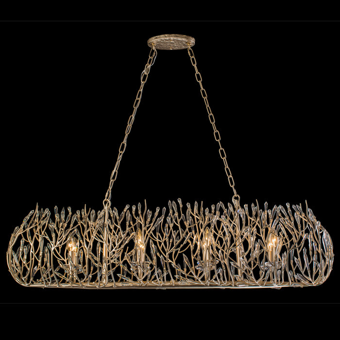 Eight Light Linear Pendant from the Bask collection in Gold Dust finish