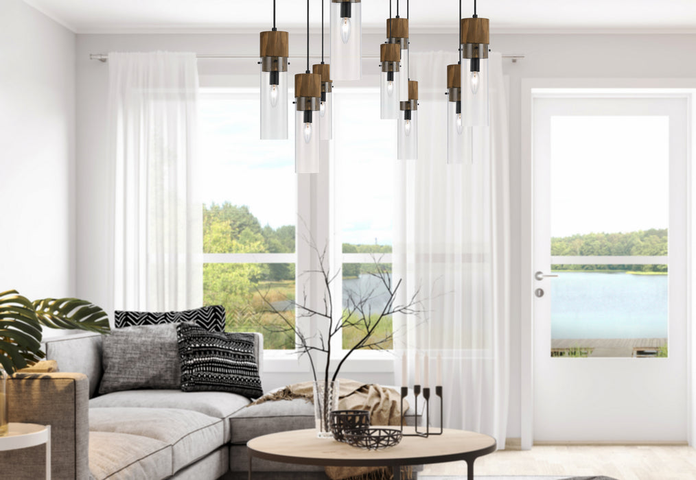 One Light Pendant from the Spehroid collection in Dark Bronze/Wood finish