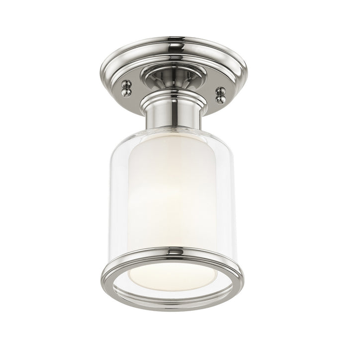 One Light Ceiling Mount from the Middlebush collection in Polished Nickel finish