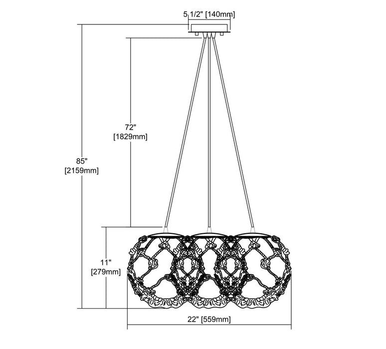 Three Light Chandelier from the Coastal Inlet collection in Oil Rubbed Bronze finish