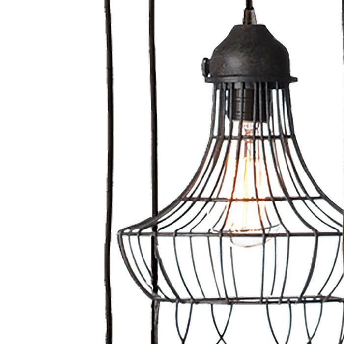 Five Light Mini Pendant from the Wire collection in Black finish