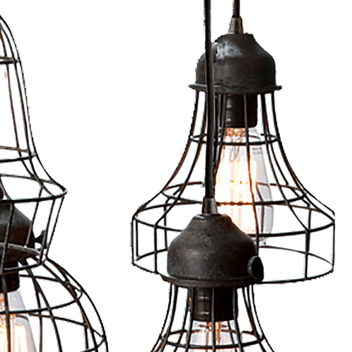 Five Light Mini Pendant from the Wire collection in Black finish