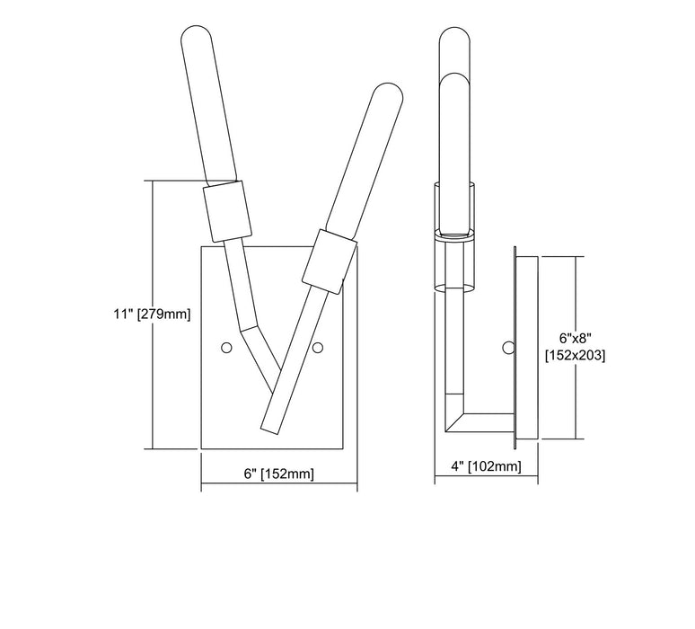 Two Light Wall Sconce from the Freeform collection in Dark Graphite finish