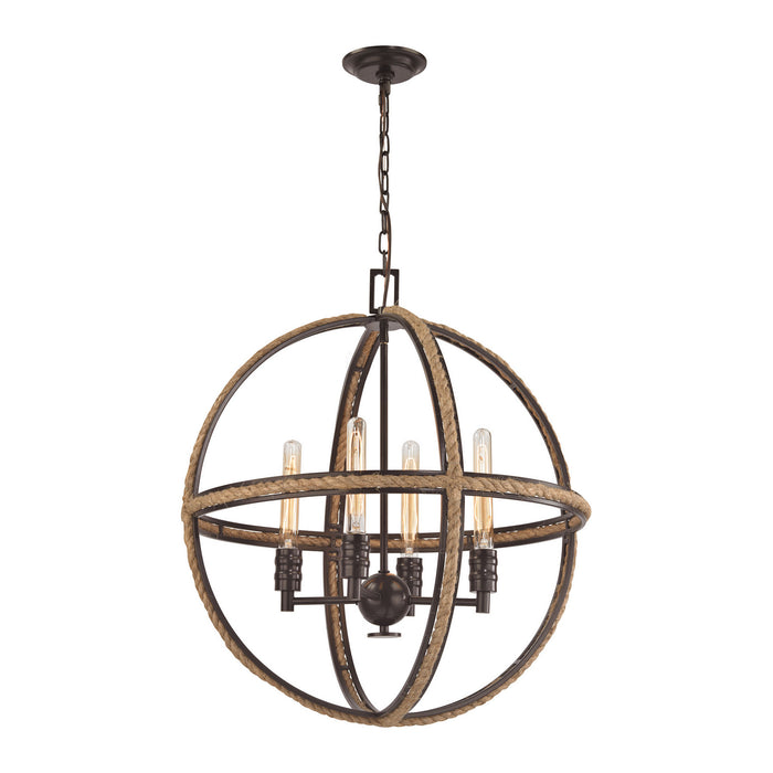 ELK Home - 63065-4 - Four Light Chandelier - Natural Rope - Oil Rubbed Bronze