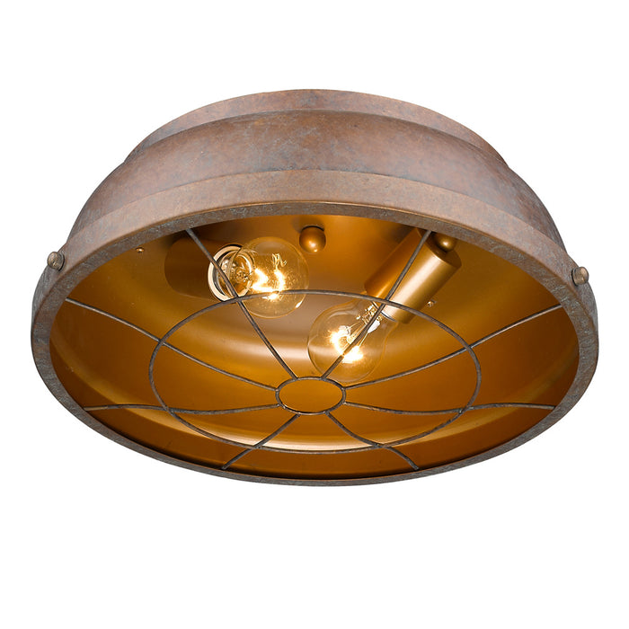 Two Light Flush Mount from the Bartlett collection in Copper Patina finish