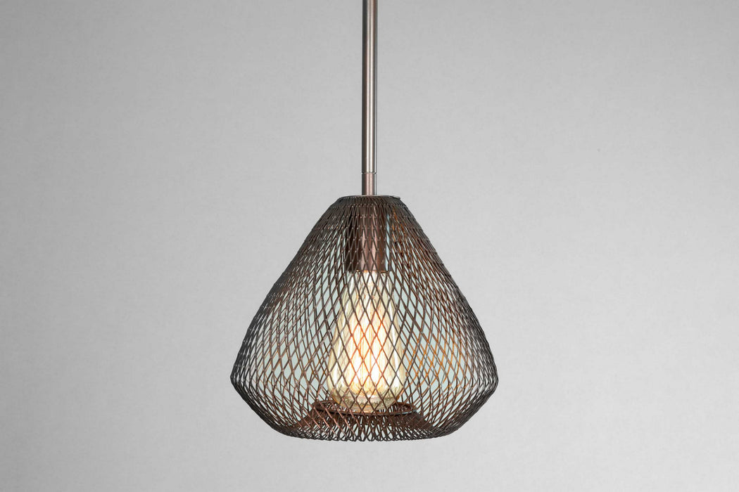 One Light Mini Pendant from the Mesh collection in Antique Bronze finish