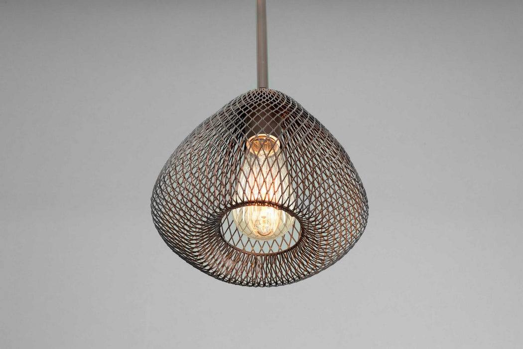 One Light Mini Pendant from the Mesh collection in Antique Bronze finish