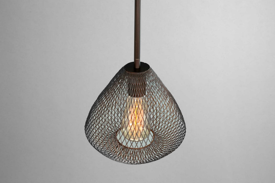 One Light Mini Pendant from the Mesh collection in Antique Bronze finish