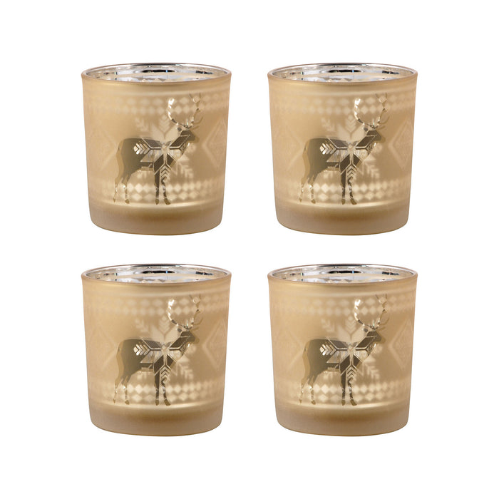 ELK Home - 394591/S4 - Votives Holders (Set Of 4) - Reindeer - Frosted Gold