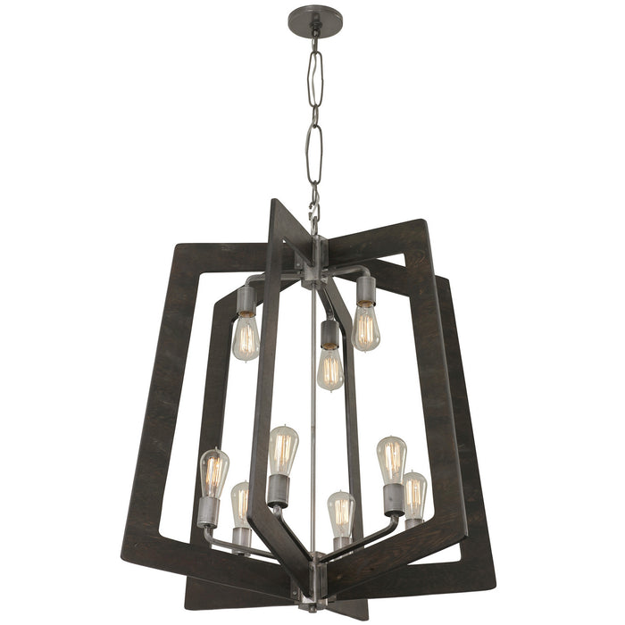 Nine Light Chandelier from the Lofty collection in Steel finish