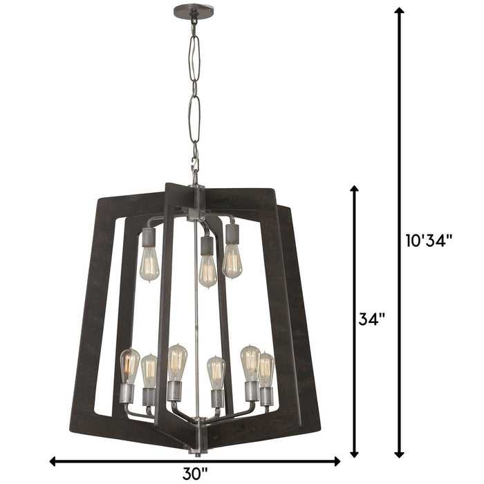 Nine Light Chandelier from the Lofty collection in Steel finish