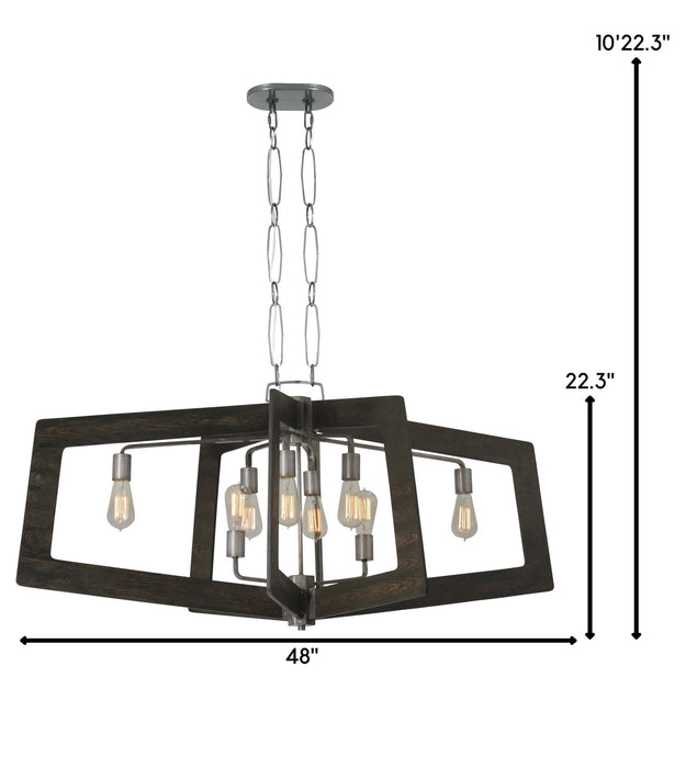 Eight Light Linear Pendant from the Lofty collection in Steel finish