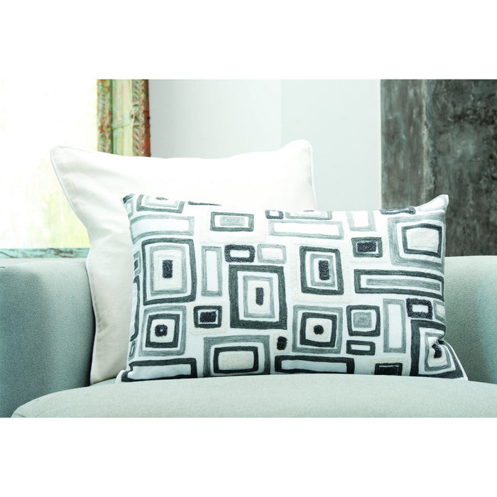Pillow from the Mondrian collection in Chateau Grey, Crema, Crema finish