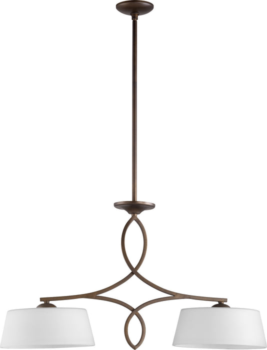 Quorum - 6512-2-186 - Two Light Island Pendant - Willingham - Oiled Bronze w/ Satin Opal