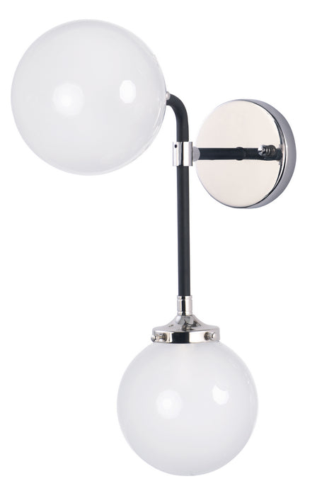 Two Light Wall Sconce from the Atom collection in Black / Polished Nickel finish