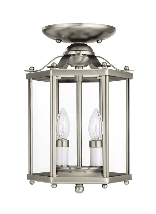 Two Light Semi-Flush Convertible Pendant from the Bretton collection in Brushed Nickel finish