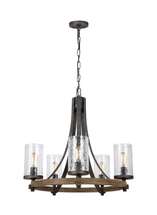 Generation Lighting - F3133/5DWK/SGM - Five Light Chandelier - ANGELO - Distressed Weathered Oak / Slate Grey Metal